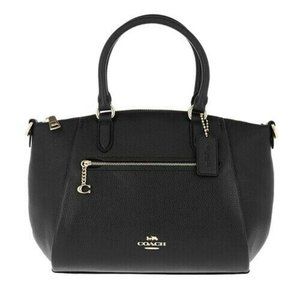 COACH ELISE BLACK PEBBLED LEATHER TOP ZIP CROSSBODY SATCHEL BAG NWT!